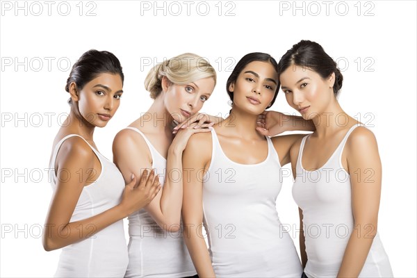 Studio portrait of four beautiful women