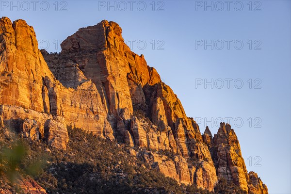 Red cliffs at sunset in Zion National Park