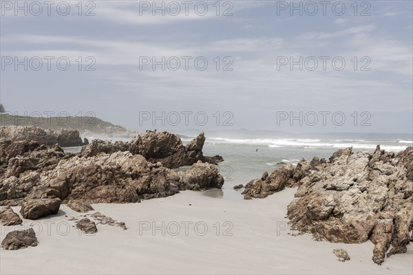 Rock formations on Voelklip Beach