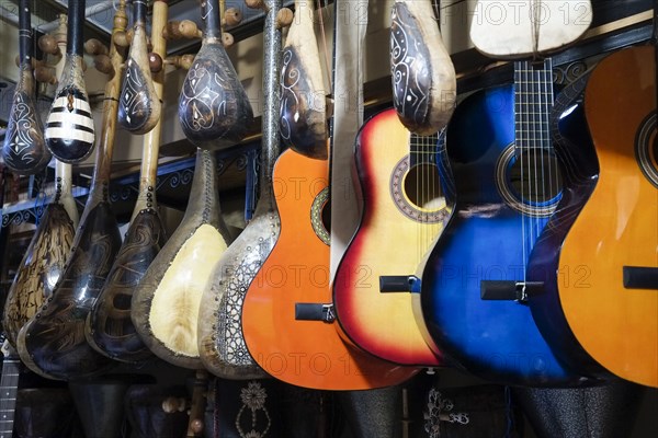 Traditional Moroccan musical instruments for sale in medina