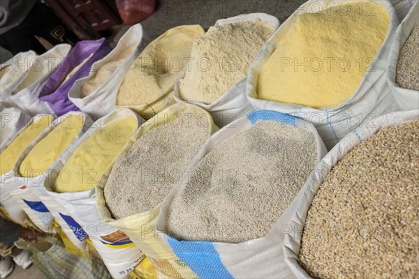 Sacks of grains and cous cous for sale