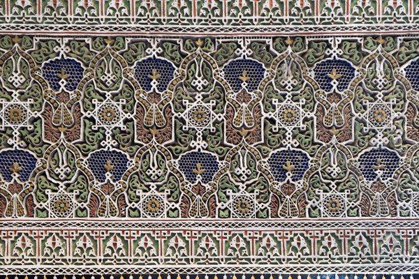 Beautiful hand-carved plaster detail of Moorish design