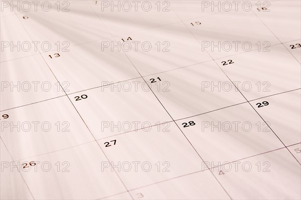 Full frame of blank wall calendar