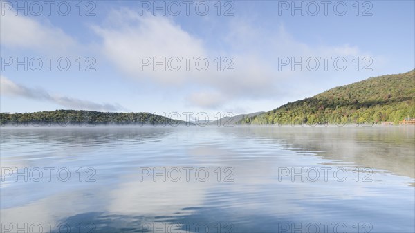 Calm surface of Lake Placid in Adirondack Park