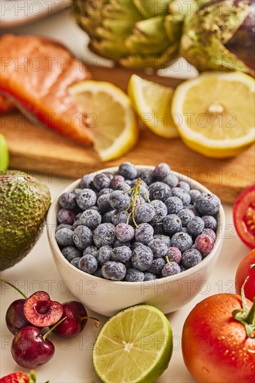 Studio shot of assorted fruit and vegetables