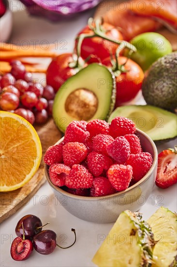 Studio shot of assorted fruit and vegetables