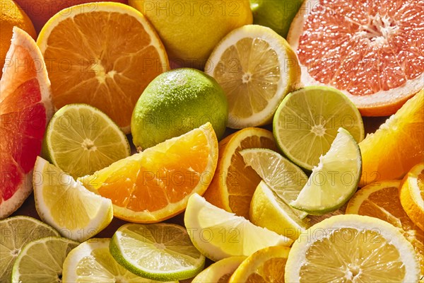 Close-up of assorted sliced citrus fruit