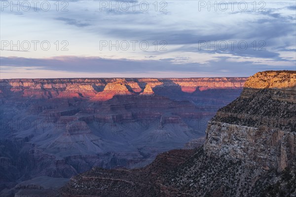 Grand Canyon National Park rock formations at sunset