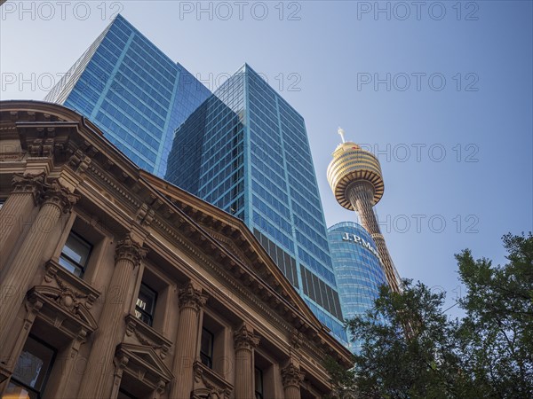 Low angle view of old and modern architecture