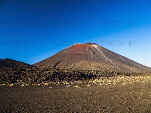 Mount Ngauruhoe volcano against blue sky