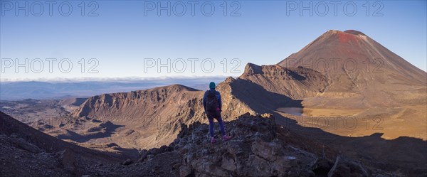 Hiker on trail to Mount Ngauruhoe