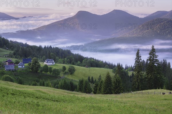 Rolling landscape in Carpathian Mountains