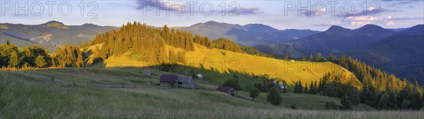 Panoramic view of landscape in Carpathian Mountains