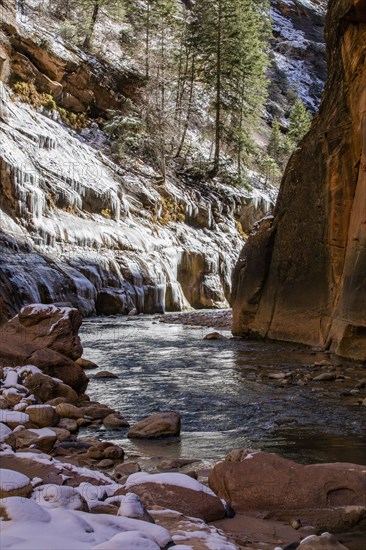 River gorge surrounded by cliffs