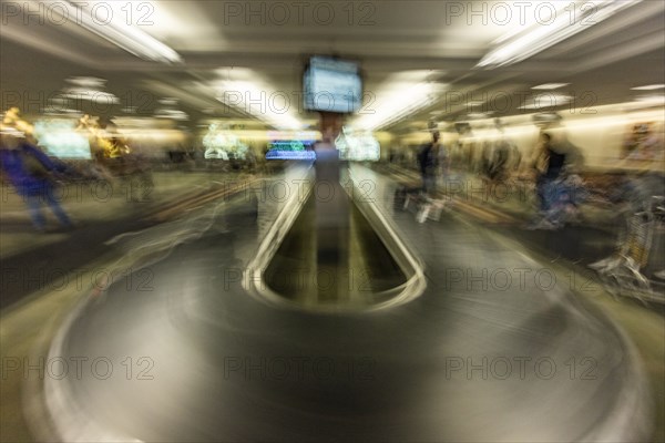 Blurred image of baggage claim area on airport