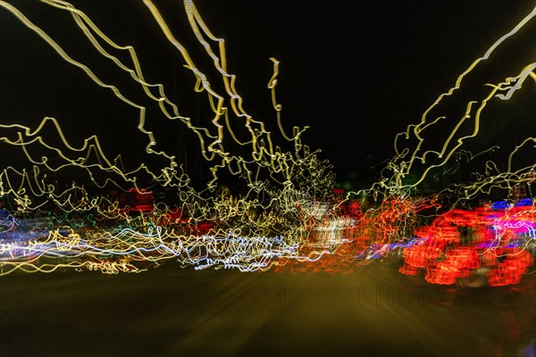 Blurred image of city lights at night