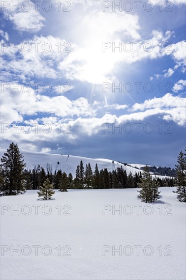 Sunny day in mountains at winter