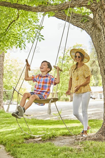 Smiling mother with and son