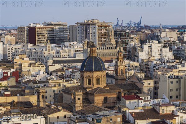 Elevated view of crowded cityscape