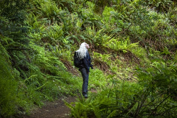 Senior woman hiking Dipsea Trail