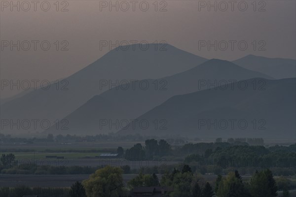 Silhouette of mountains at dusk