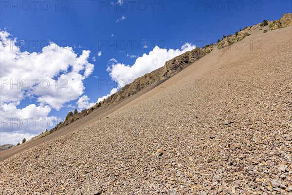 Volcanic formation with scree field