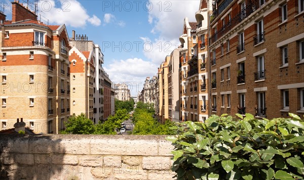 Townhouses along street in city