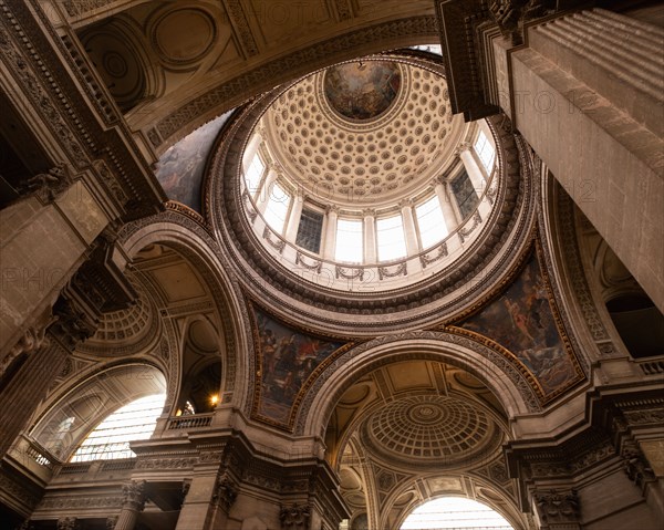 Low angle view of decorative dome in pantheon
