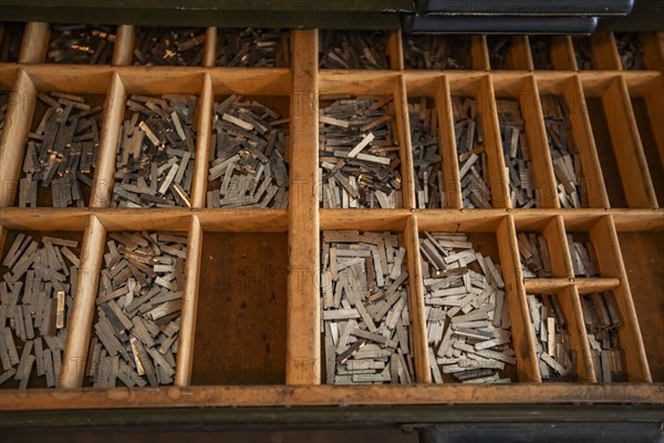 Lead slug letters for typesetting at Print Museum