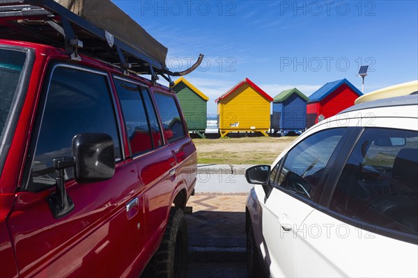 Cars parked near Muizenberg Beach