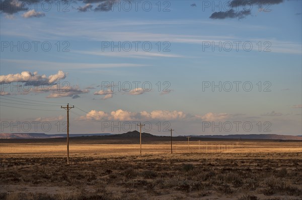 Usa, New Mexico, Shiprock, Electricity poles in High Desert