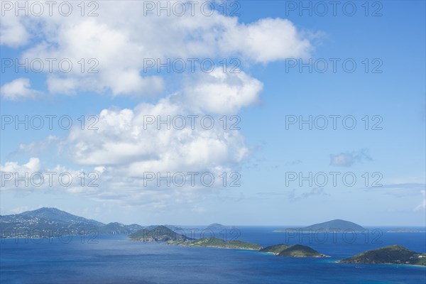 USA, United States Virgin Islands, St. John, St. Thomas, Clouds over Caribbean Sea and islands