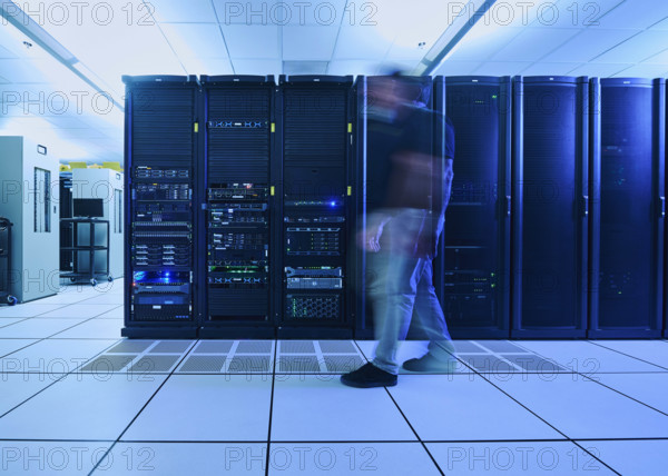 Man walking in data center