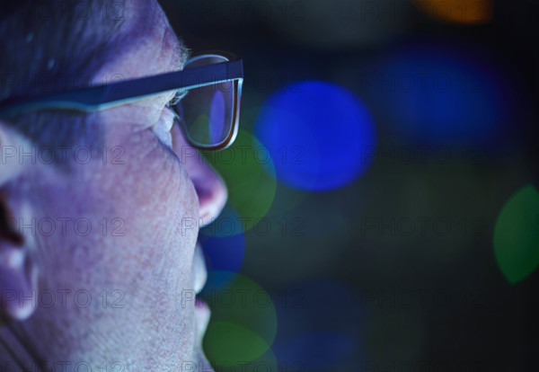 Close-up of man working in data center