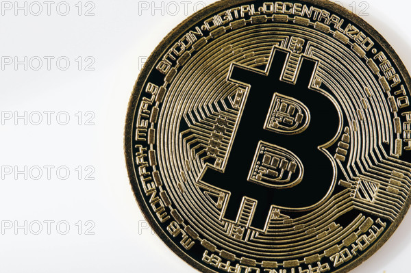 Studio shot of Bitcoin on white background