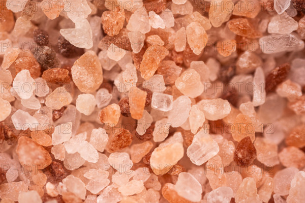 Close-up of coarse pink salt crystals
