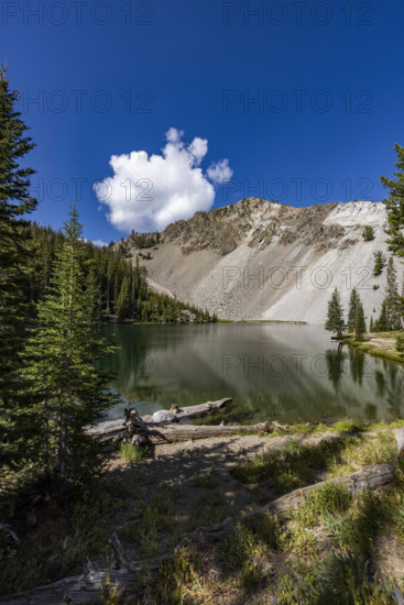 USA, Idaho, Sun Valley, Calm Norton Lake on sunny day