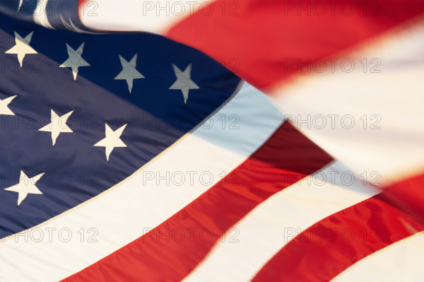 Close-up of American flag in wind