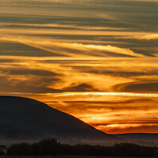 USA, Idaho, Bellevue, Silhouette of hill against sky at sunset