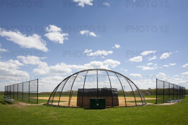 USA, New Jersey, Chester, Empty youth baseball field on sunny day