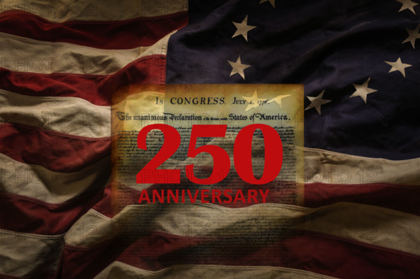 250th anniversary celebration of Declaration of Independence with flag