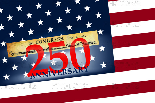 250th anniversary celebration of Declaration of Independence with flag