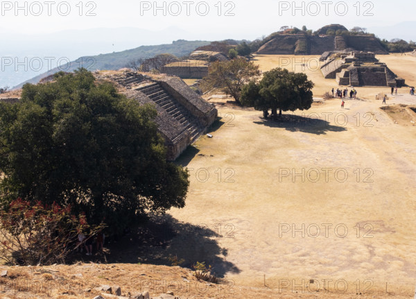 Mexico, Oaxaca, Monte Alban, Pyramid complex at Monte Alban archaeological site