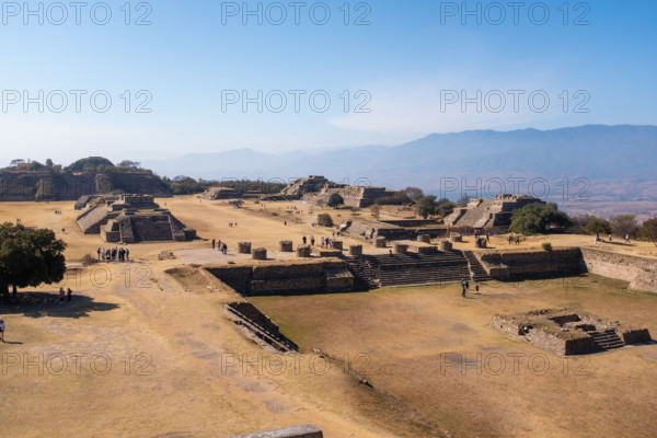 Mexico, Oaxaca, Monte Alban, Pyramid complex at Monte Alban archaeological site
