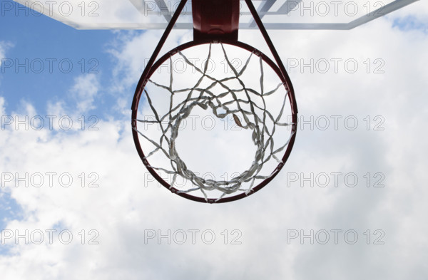 Low angle view of basketball hoop against sky
