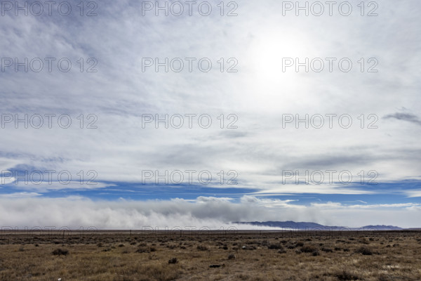 USA, Nevada, Elko, Desert landscape during dust storm