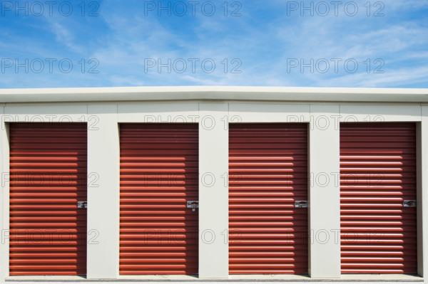 Row of self-storage units. Emmitsburg, Maryland, USA.