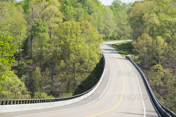 Empty Natchez Trace Parkway Bridge. Franklin, Tennessee, USA.