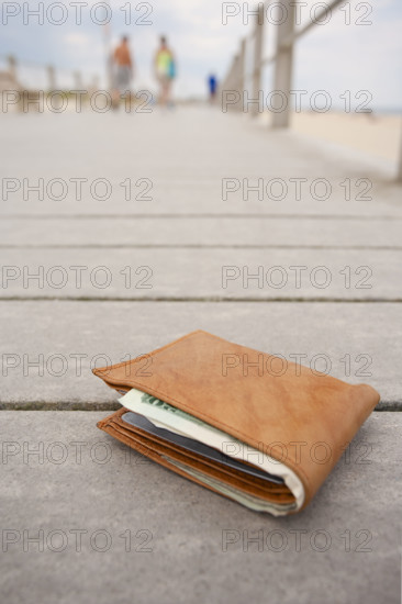 Lost wallet on seaside boardwalk. Spring Lake, New Jersey, USA.