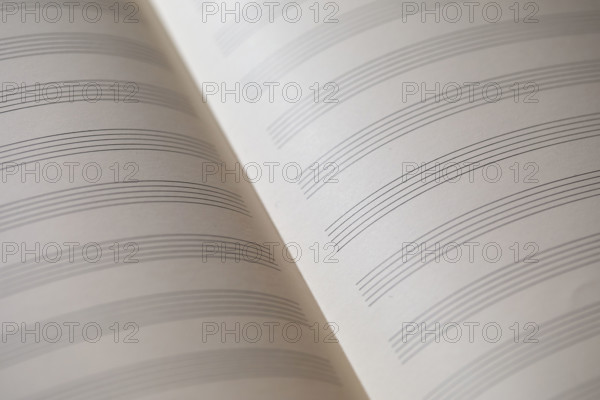 Close-up of blank sheet music paper . New York City, New York State, USA.